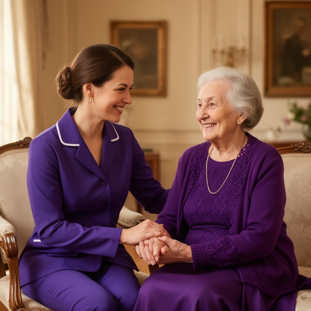 Caregiver holding hands with elderly resident in Macomb & Oakland Counties Michigan
